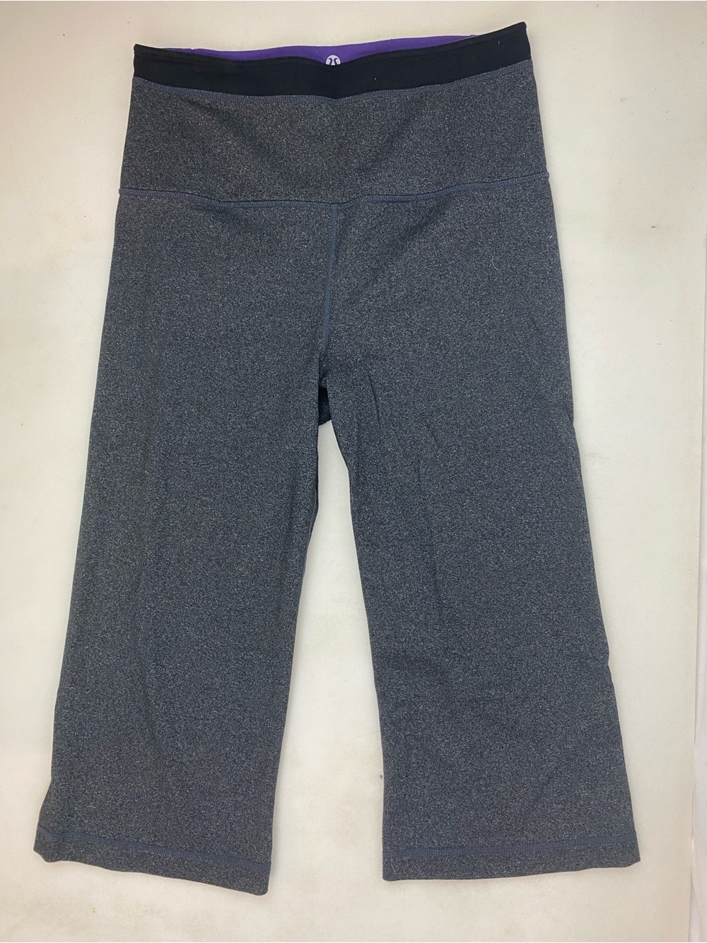 Lululemon Reversible Crop Yoga Pants Gray Purple Fold Over Waist Size 6